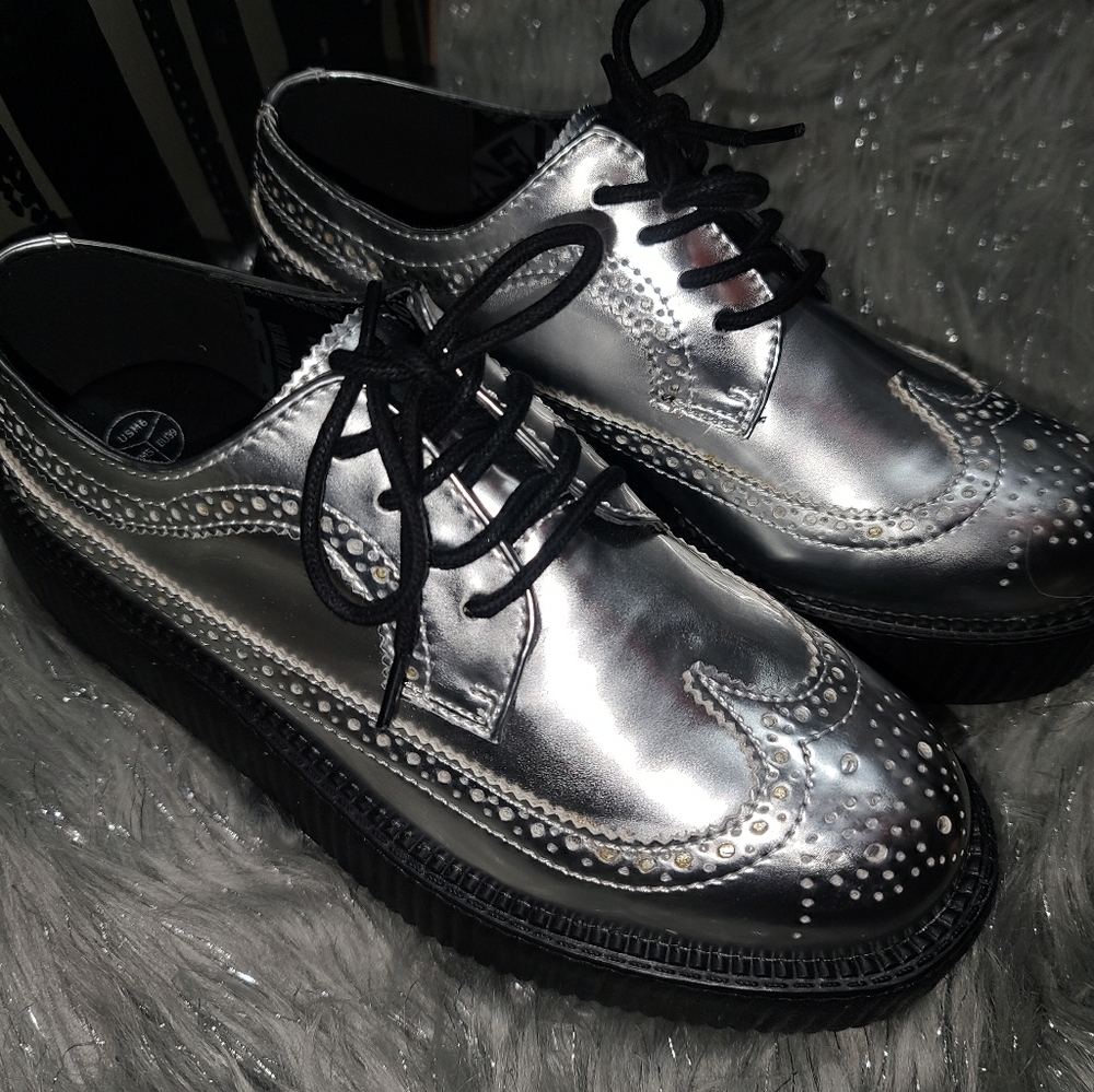 T.U.K silver platform creepers